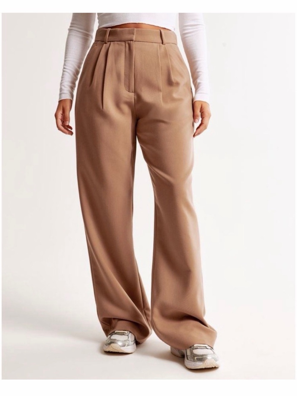 Abercrombie & Fitch Tailored Wide Leg Trouser Pants camel size 6 R